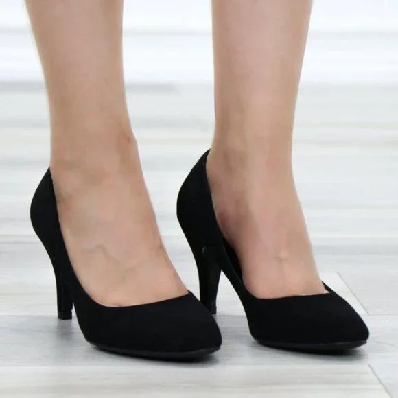 Closed Toe Low Mid Heel Dress Velvet Pump - Picture 2 of 16